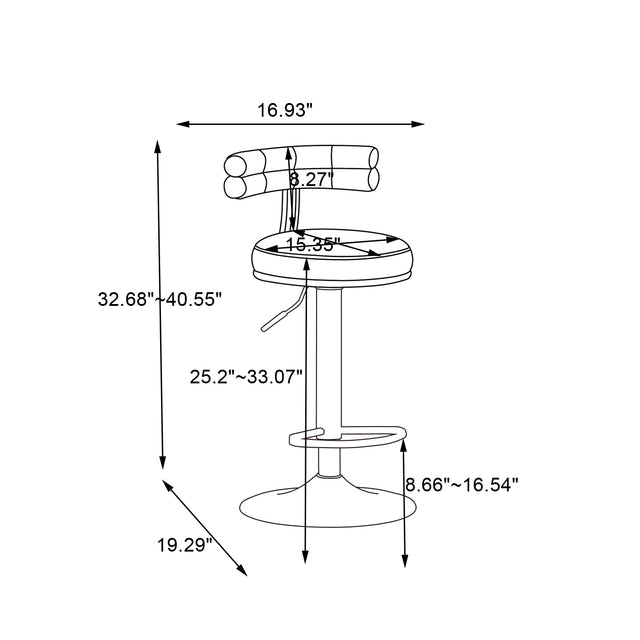 Bar Stools with Back and Footrest Counter Height Dining Chairs (2PCS/CTN)