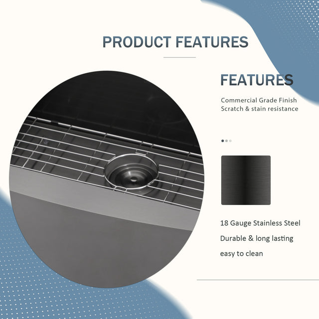 36 Farmhouse Kitchen Sink Black - 36"x21" Gunmetal Black Stainless Steel 18 Gauge Single Bowl Apron-front Farm Kitchen Sink Basin