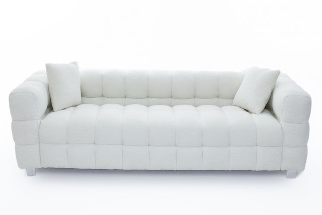 2146 Sofa includes two pillows 81" white fleece for living room bedroom