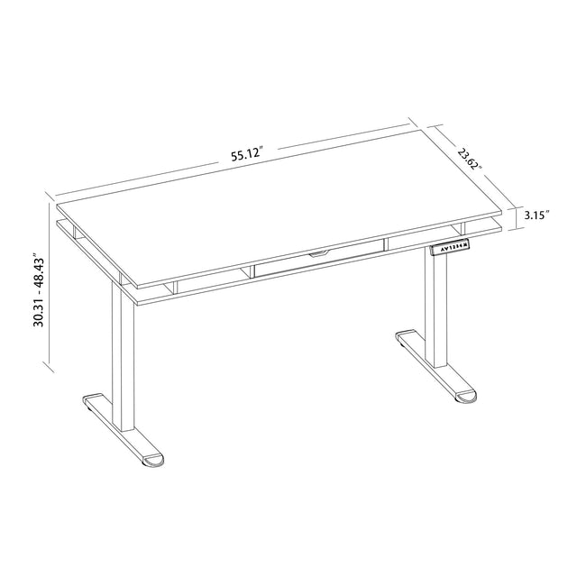 Tobacco Wood Lift table, Electrical Adjustable Table  for Office or Home Work, Black