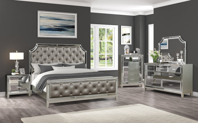Harmony Mirror Front Dresser Made With Wood in Silver Color