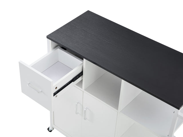 KITCH storage cabinet WHITE-Black, move with roller..