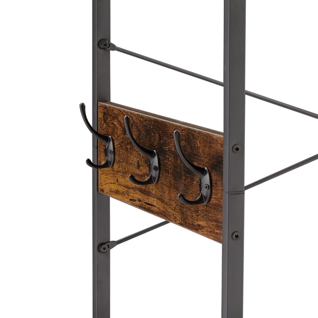 JHX Organized Garment Rack with Storage, Free-Standing Closet System with Open Shelves and Hanging Rod(Rustic Brown,45.3’’w x 15.75’’d x 70.08’’h).