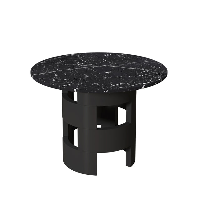 42.12"Modern Round Dining Table with Printed Black Marble Table Top for Dining Room, Kitchen, Living Room