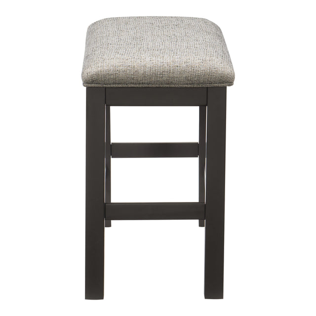 Casual Dining Counter Height Bench 1pc Gunmetal Gray-Finished Wood Gray Fabric-Covered Padded Seat Modern Furniture