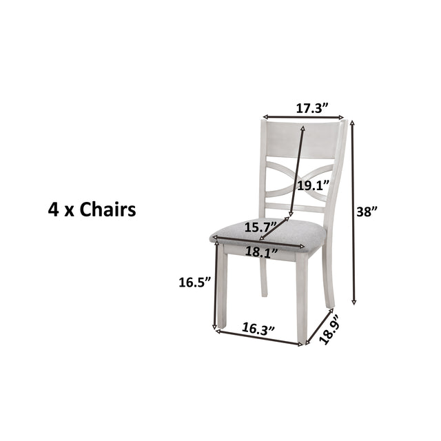 TOPMAX Farmhouse Rustic Wood 4-Piece Kitchen Dining Upholstered Padded Chairs, Light Grey+White
