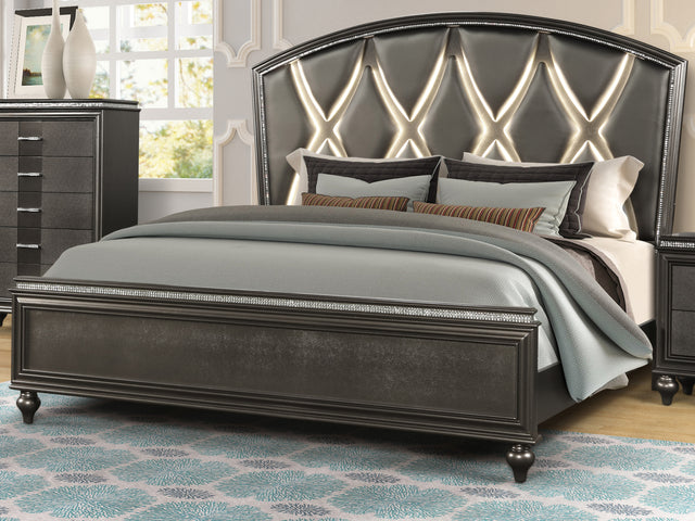 Ginger Queen 4Pc LED Bedroom set made with wood in Copper