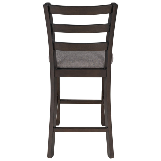 TREXM 5-Piece Wooden Counter Height Dining Set with Padded Chairs and Storage Shelving (Espresso)