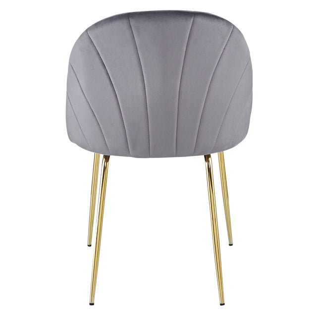 Modern  Grey  dining chair(set of 2 ) with iron tube golden legs, velvet cushions and comfortable backrest,(N.W 10.582 Ibs / 1piece ) suitable for dining room, living room, cafe, simple structure.