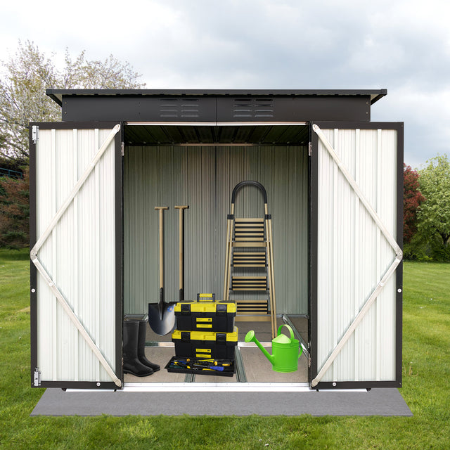 Outdoor storage sheds 4FTx6FT Pent roof White+Black