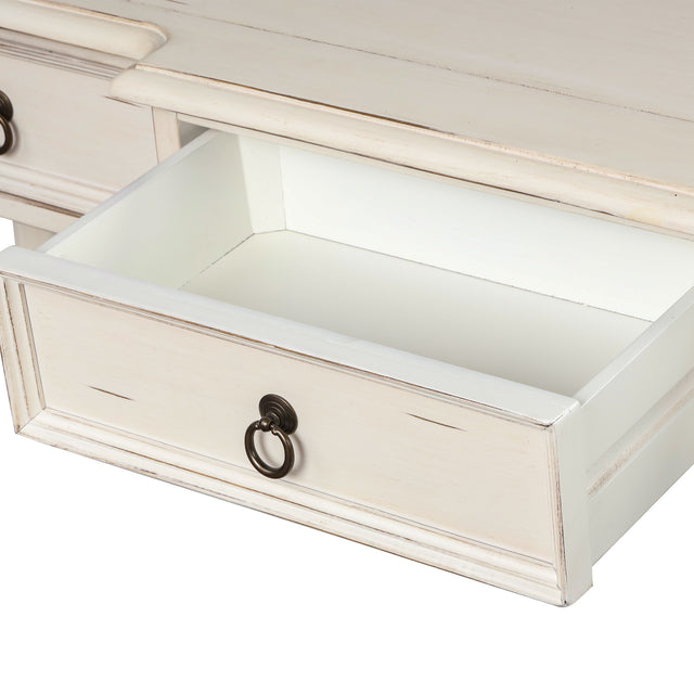TREXM Console Table Sofa Table with Drawers for Entryway with Projecting Drawers and Long Shelf (Antique White)