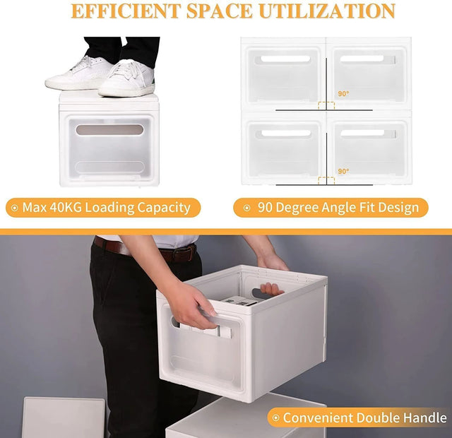 Storage Bins with Lids, Large Plastic Organization and Storage Bin with 4 Wheels & Carry Handles for Living Room, Bedroom, Bathroom or Dorm, 3 Pack, White