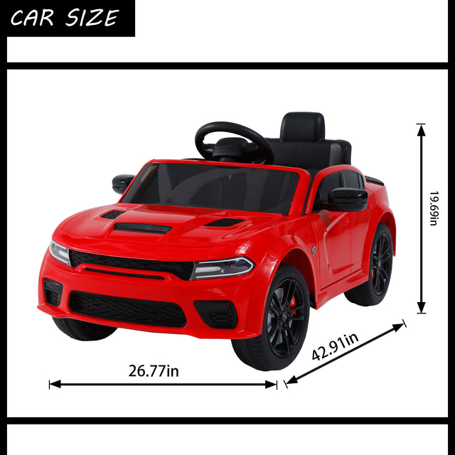 Licensed Dodge Charger，12v Kids ride on car W/Parents Remote Control ,electric cart for kids，Three speed adjustable,Power display, slow start、USB,MP3 ,Bluetooth,LED light、Four wheel suspension