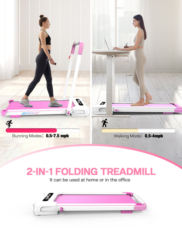 FYC 2 in 1 Under Desk Treadmill - 2.5 HP Folding Treadmill for Home, Installation-Free Foldable Treadmill Compact Electric Running Machine, Remote Control & LED Display Walking Running Jogging