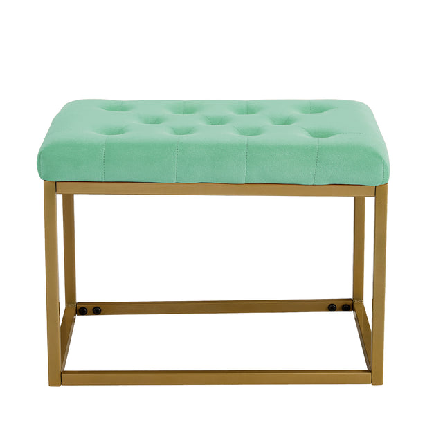 Velvet Shoe Changing Stool,Light green Footstool, Square Vanity Chair, Sofa Stool,Makup Stool .Vanity Seat ,Rest Stool. Piano Bench.Suitable for Clothes Shop,Living Room, Porch, Fitting Room Bedroom
