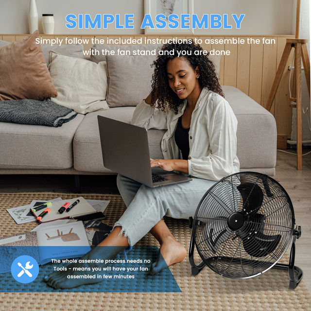 Rechargeable Cordless Floor Fan, 16-Inch, High Velocity Floor Fan With 360-Degree Tilt, Ready-to-use, Battery Operated, Heavy Duty Metal Floor Fan for Industrial, Commercial, Residential, Office