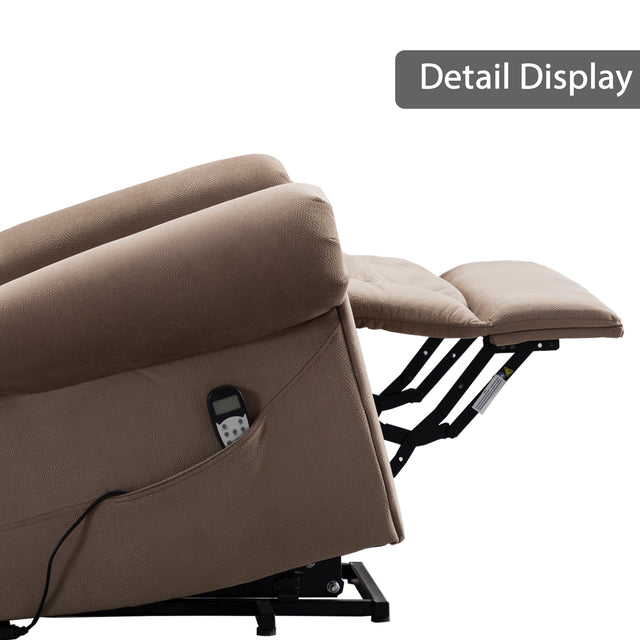 Electric lift recliner with heat therapy and massage, suitable for the elderly, heavy recliner, with modern padded arms and back, camel