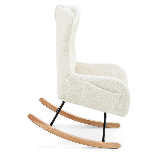 Rocking Chair - with rubber leg and cashmere fabric, suitable for living room and bedroom