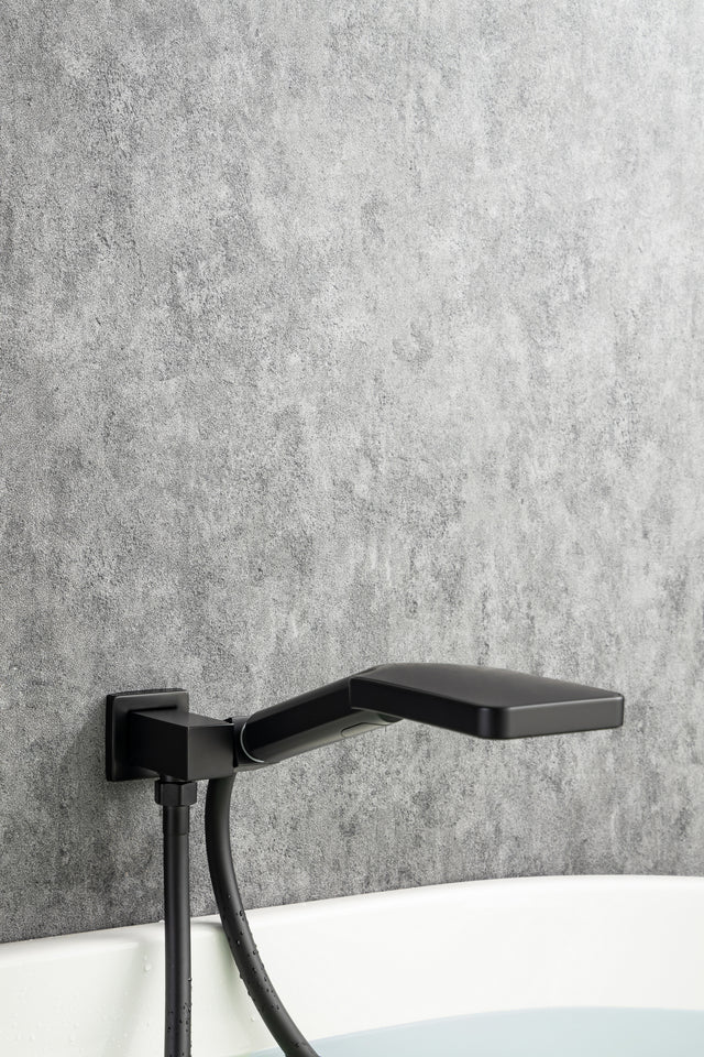 Waterfall Tub Faucet Wall Mount Roman Tub Filler Chrome Single Handle Brass Bathroom Bathtub Faucet with Hand Shower