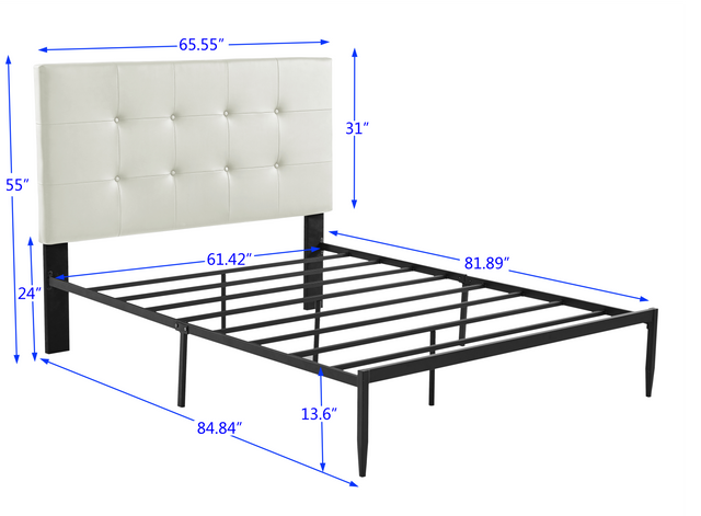 B112 Queen bed PVC cover haedboard with Sponge interlayer.  Strong iron frame with high temperature paint
