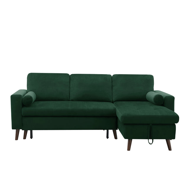 88" Reversible Pull out Sleeper Sectional Storage Sofa Bed,Corner sofa-bed with Storage Chaise Left/Right Handed Chaise