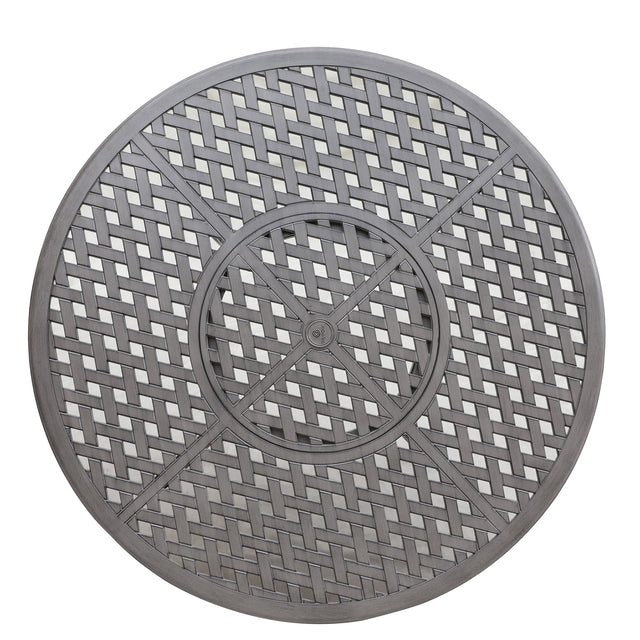 All-Weather and Durable 52" Round Cast Aluminum Round Dining Table with Umbrella Hole