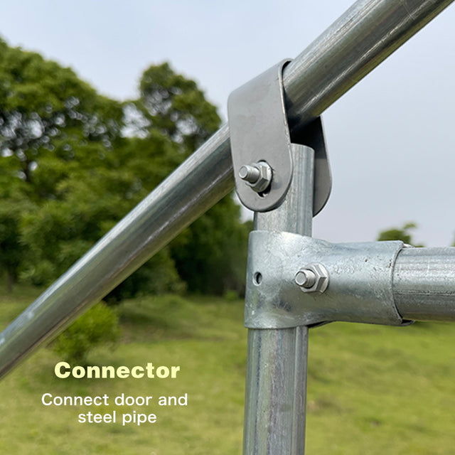 Metal Large Chicken Coop Walk-in Poultry Cage Large Chicken Run Flat Shaped Cage with Waterproof Anti-UltravioletCover, 1.26" Diameter Tube (9.8' L x 6.6' W x 6.4' H)