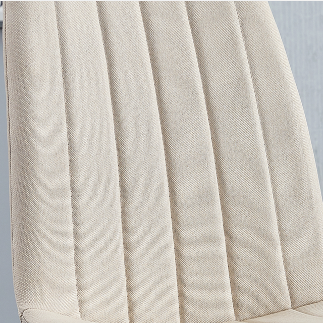 Dining Chairs Set of 4, Modern Style Dining Kitchen Room Upholstered Side Chairs.Accent office Chairs with Soft Linen and Wood Color Metal Legs.For Dining Room Living Room Office.Light Beige