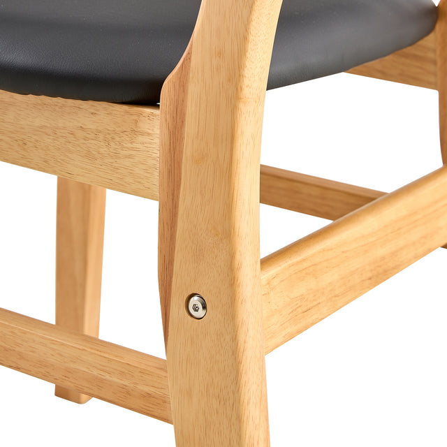 Solid Wood Dining Chair Stylish and Durable Small with Curved Backrest, PU+Foam Cushion, and Plastic Rattan Surface - Perfect for Any Room Décor and Daily Use