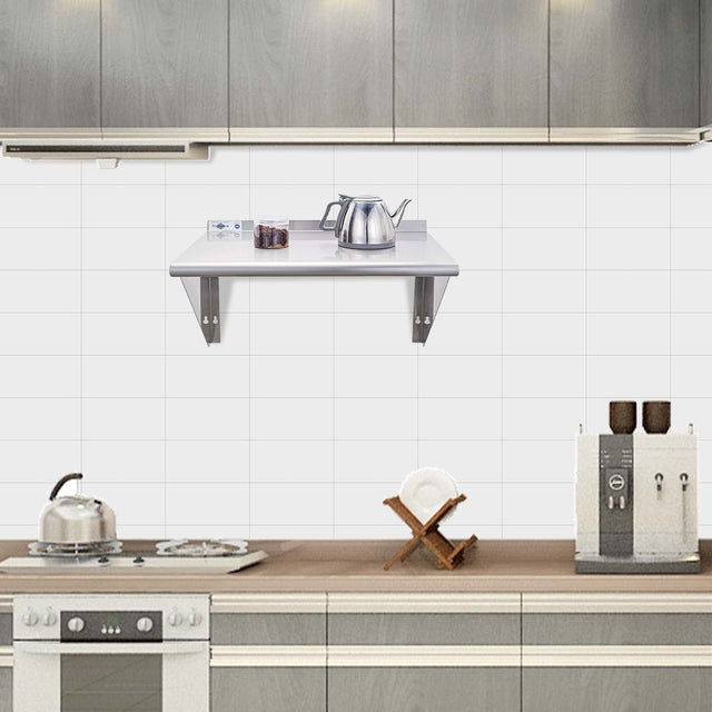 Stainless Steel Shelf 12 x 24 Inches,250lb, Wall Mount Floating Shelving for Restaurant, Kitchen, Home and Hotel