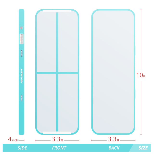 inQracer Gymnastics Mat Air Mats 10ft, Inflatable Tumbling Mat Tumble Track Air Floor with Electric Air Pump for Kids Home Use/Cheerleading/Gym/Outdoor/Yoga/Water Use, Green