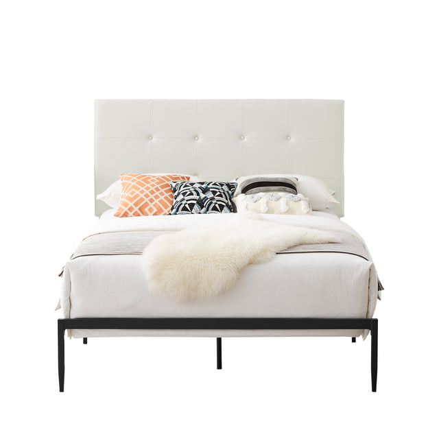 B112 Queen bed PVC cover haedboard with Sponge interlayer.  Strong iron frame with high temperature paint