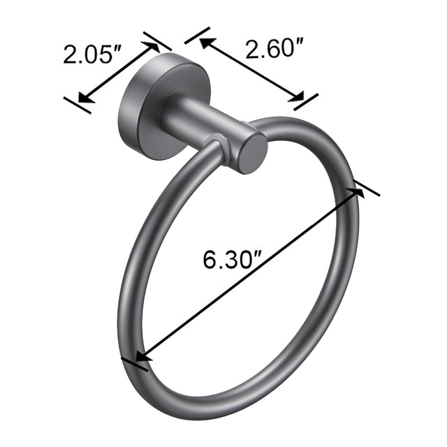Towel Ring Gun Grey, Bath Hand Towel Ring Thicken Space Aluminum Round Towel Holder for Bathroom