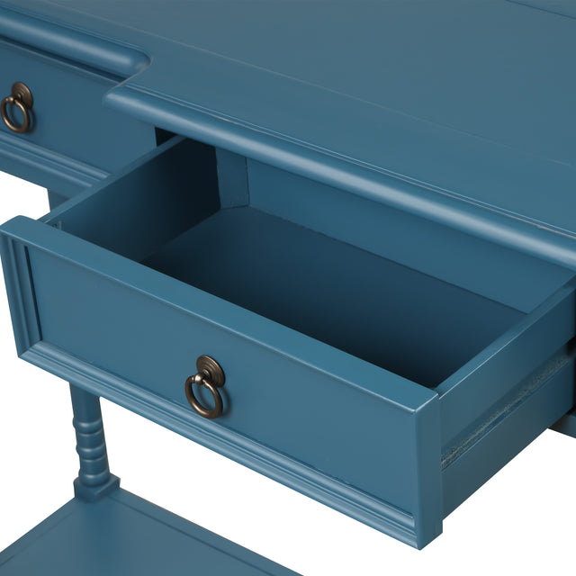TREXM Console Table Sofa Table with Drawers for Entryway with Projecting Drawers and Long Shelf (Antique Navy)