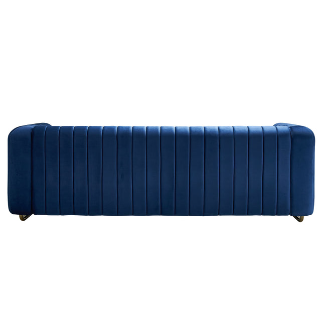Modern velvet sofa blue color