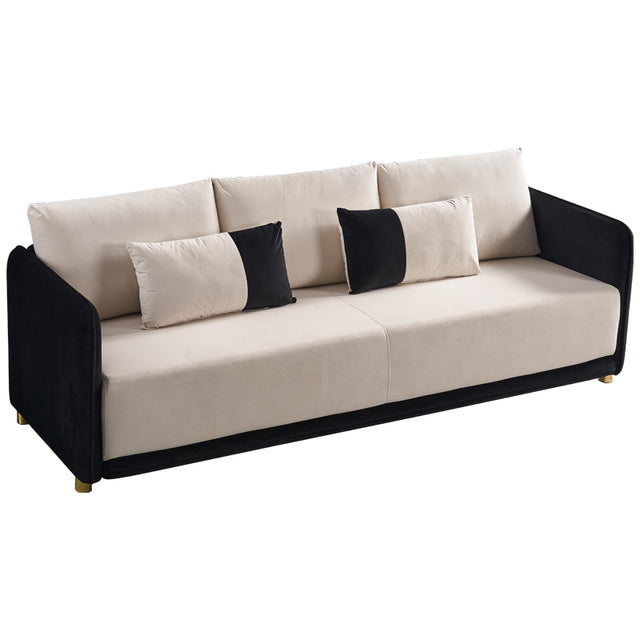 Velvet Sofa BEIGE & BLACK Color