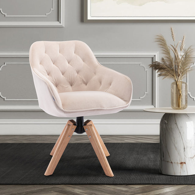 COOLMORE Solid Wood Tufted Upholstered Armless home office  chair