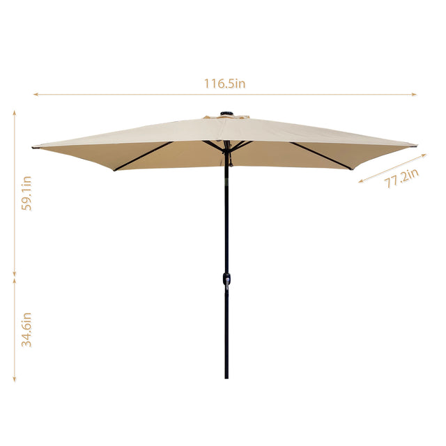 Outdoor Patio Umbrella 10 Ft x 6.5 Ft Rectangular with Crank Weather Resistant UV Protection Water Repellent Durable 6 Sturdy Ribs