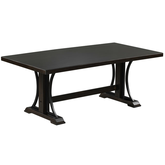 TREXM Retro Style Dining Table 78” Wood Rectangular Table, Seats up to 8 (Espresso)