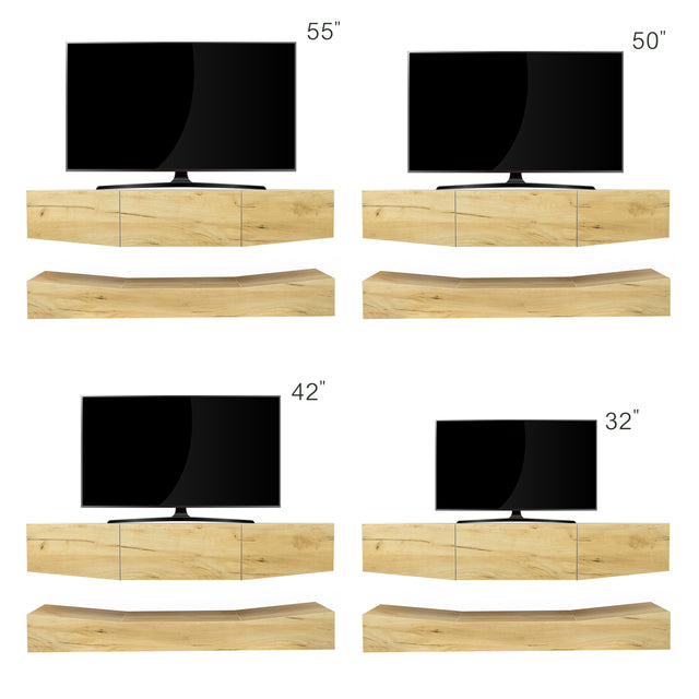 MDF UP And Down WALL-MOUNTED TV Cabinet With Three Drawers & LED Lights,OAK