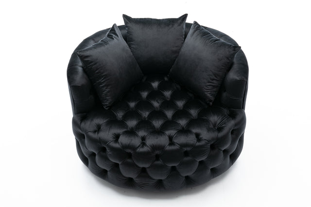 Coolmore Modern  Akili  swivel accent chair  barrel chair  for hotel living room / Modern  leisure chair  Black