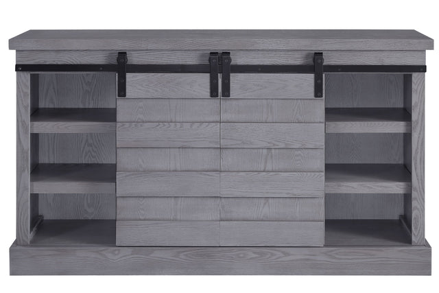 ACME Amrita TV Stand w/Fireplace, Gray Oak 91616