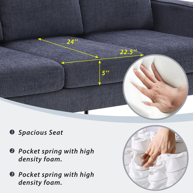 [VIDEO provided] [New]Modern 3-Piece Sofa Sets with Sturdy Metal Legs,Chenille Upholstered Couches Sets Including 3-Seat Sofa, Loveseat and Single Chair for Living Room Furniture Set (1+2+3 Seat)