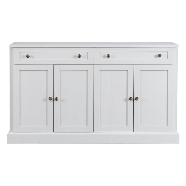 TREXM Kitchen Sideboard Storage Buffet Cabinet with 2 Drawers & 4 Doors Adjustable Shelves for Dining Room, Living Room (Antique White)