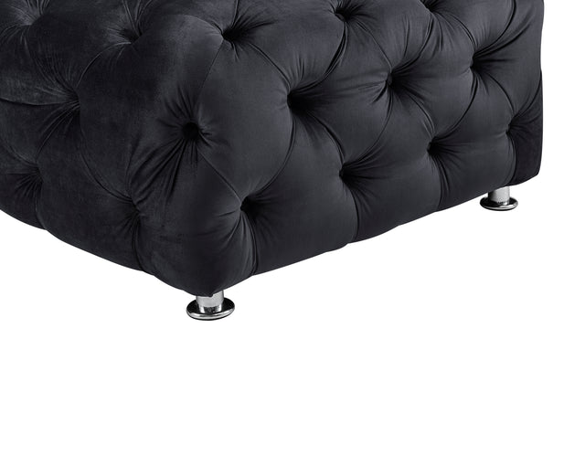 Donna U-Shaped Sectional in Black Finished with Velvet Fabric