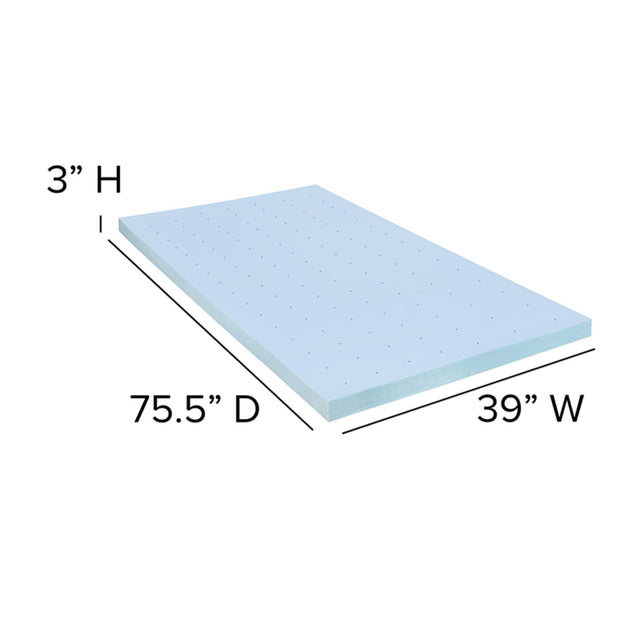 Capri Comfortable Sleep 3 inch Cool Gel Memory Foam Mattress Topper - Twin [MR-M35-3-T-GG]