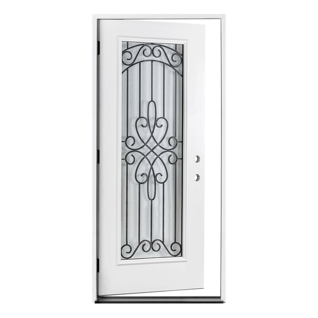 37.5inx81.5in Left Hand Inswing Wrought Iron Fiber Glass Prehung Entry Door .