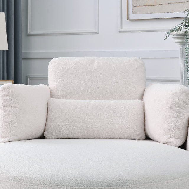 [Video] Welike Swivel Accent Barrel Modern Sofa Lounge Club Big Round Chair with Storage Ottoman Linen Fabric for Living Room Hotel with Pillows