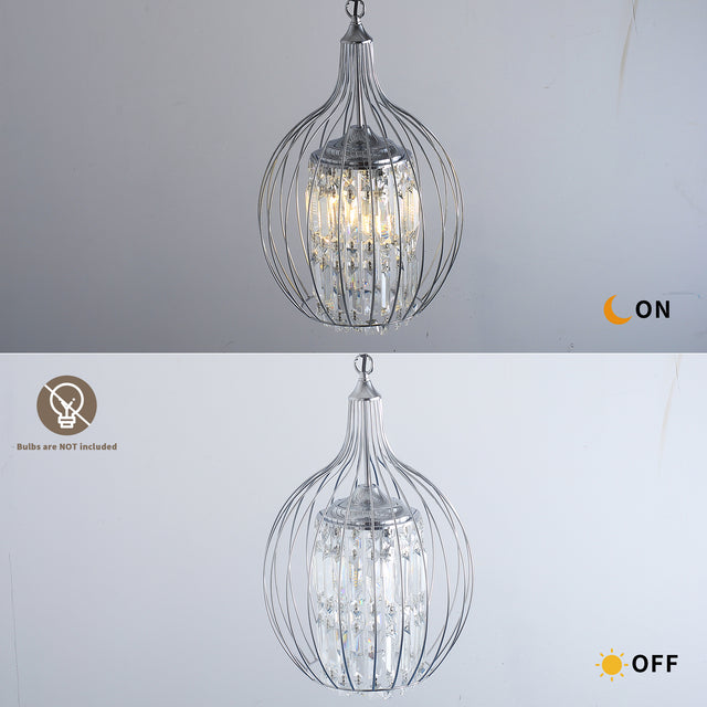 Modern American spherical crystal chandelier -3 bulbs -E12 lamp holder