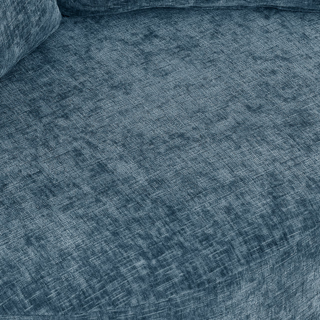 Modern Chenille Upholstered Swivel Backrest Chair for Living Room, with Movable Wheels, Including 3 Pillows, Navy